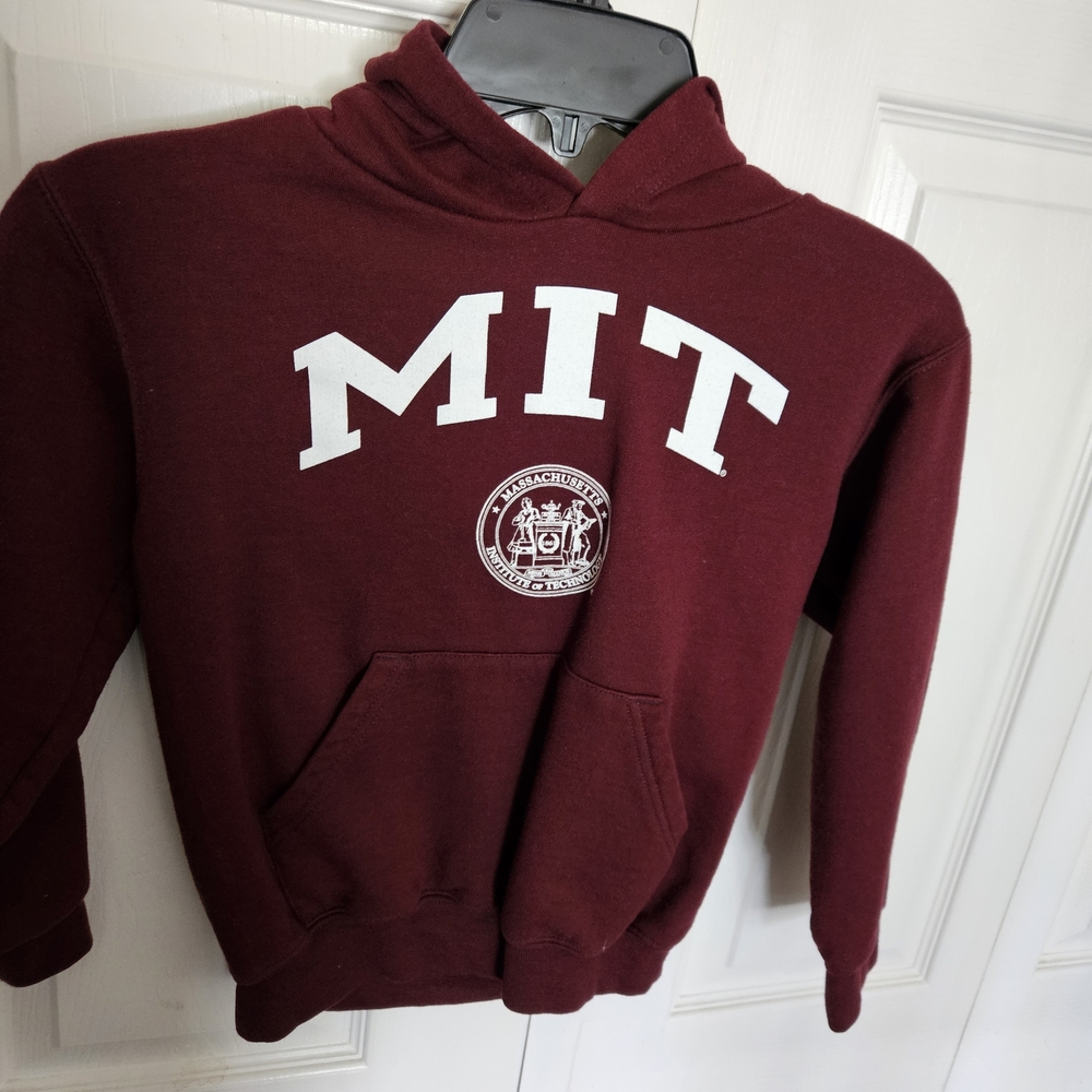 Champion Maroon Kids Hoodie with White MIT Logo